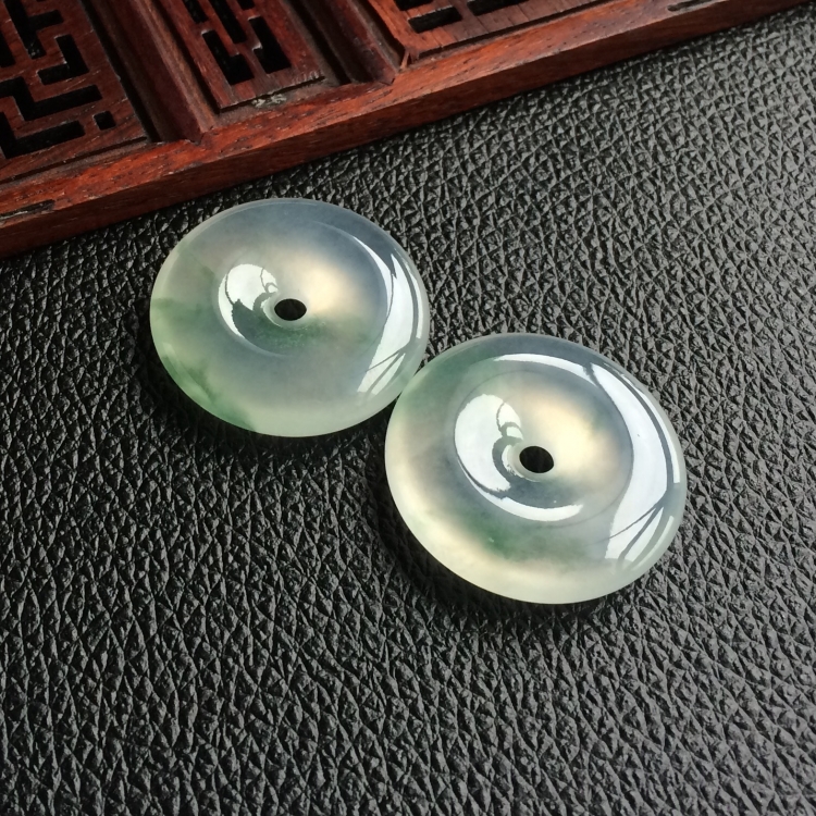 (超值推荐)冰种飘花平安扣挂件(一对)
