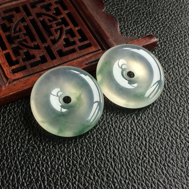 (超值推荐)冰种飘花平安扣挂件(一对)