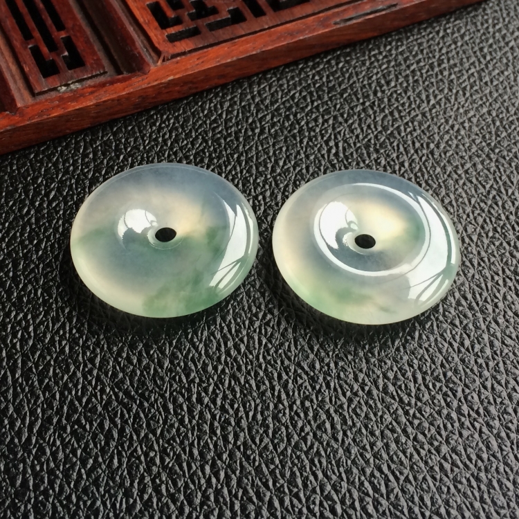 (超值推荐)冰种飘花平安扣挂件(一对)