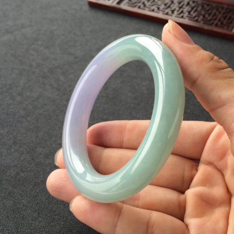 (超值推荐)糯冰种晴水紫罗兰圆条手镯(55.1mm)