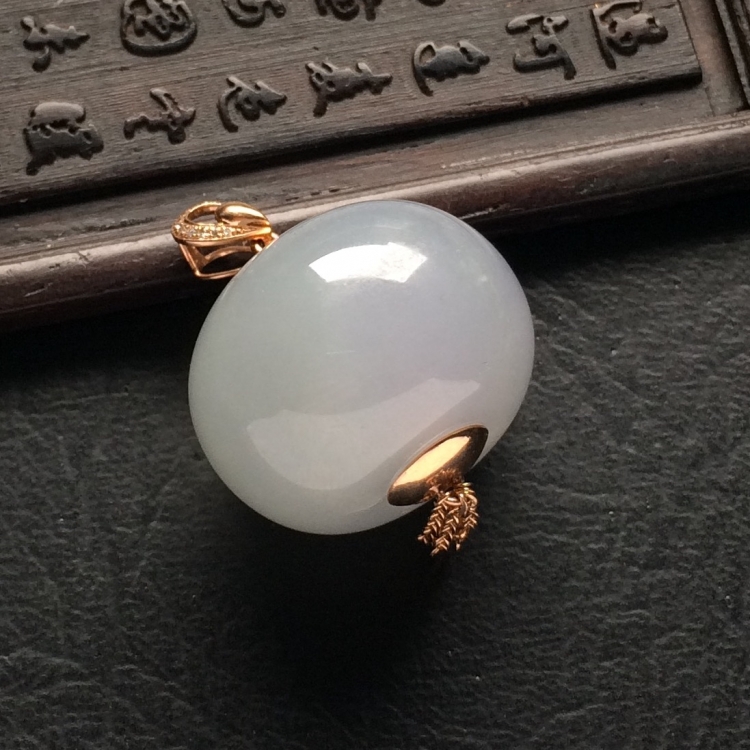 （超值推荐）糯冰种淡紫罗兰镶玫瑰金钻石转运珠胸坠