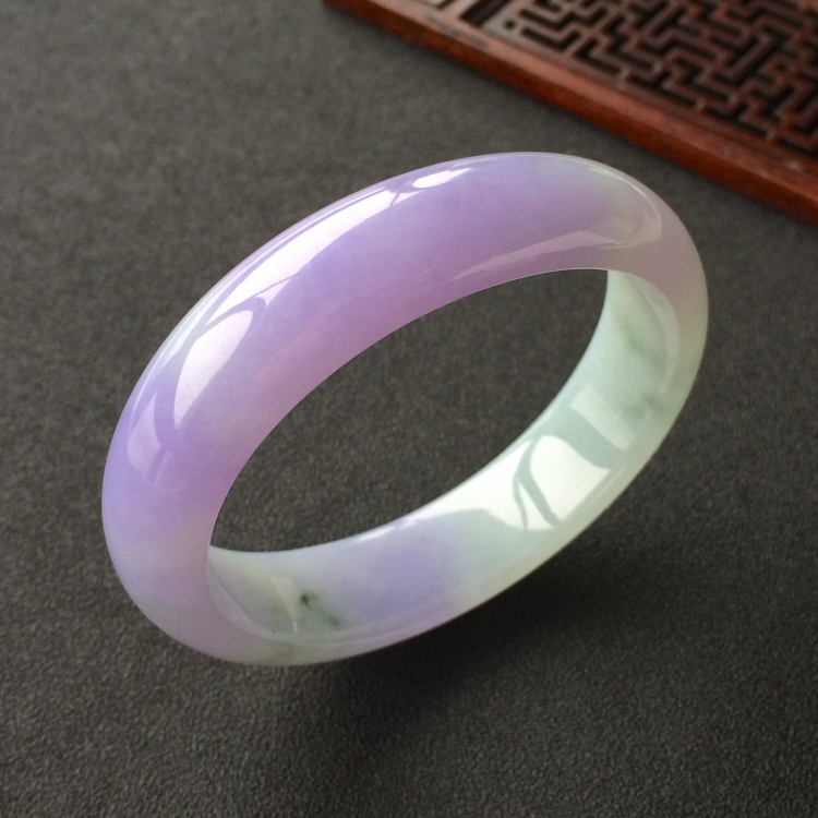 (超值推荐)糯冰种紫罗兰略飘花贵妃镯(55.3mm-51.2mm)