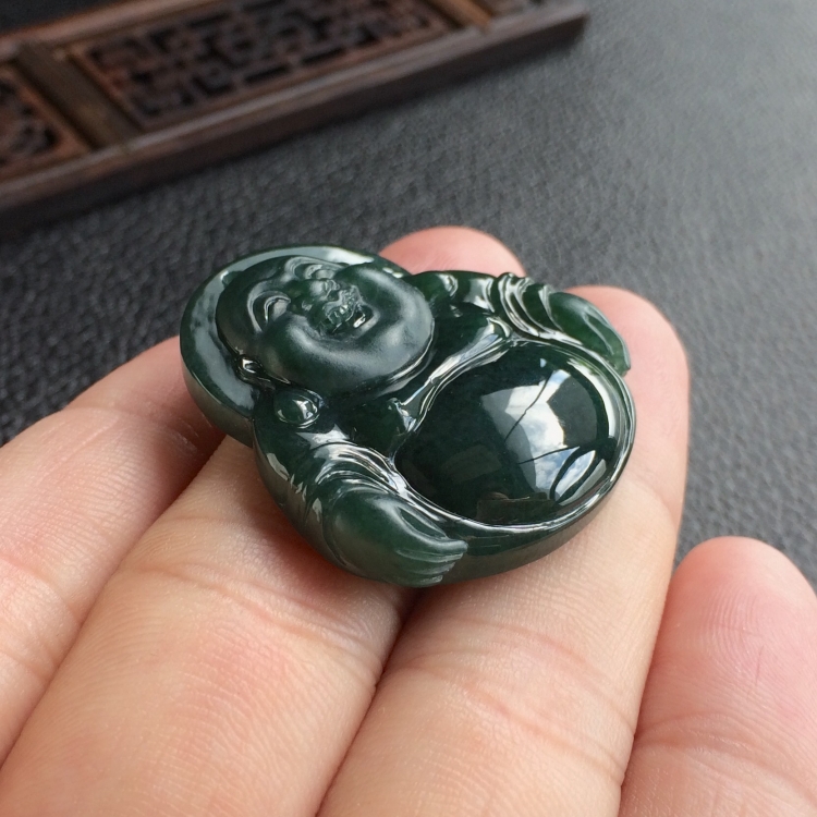 (超值推荐)糯冰种蓝水佛公挂件