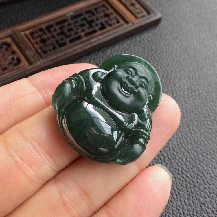 (超值推荐)糯冰种蓝水佛公挂件