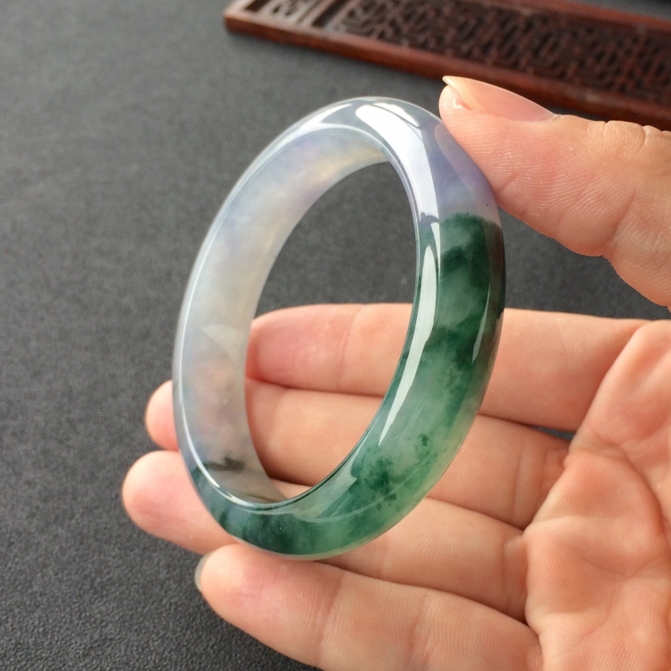 (超值推荐)冰种飘花略带紫罗兰手镯(56.2mm)