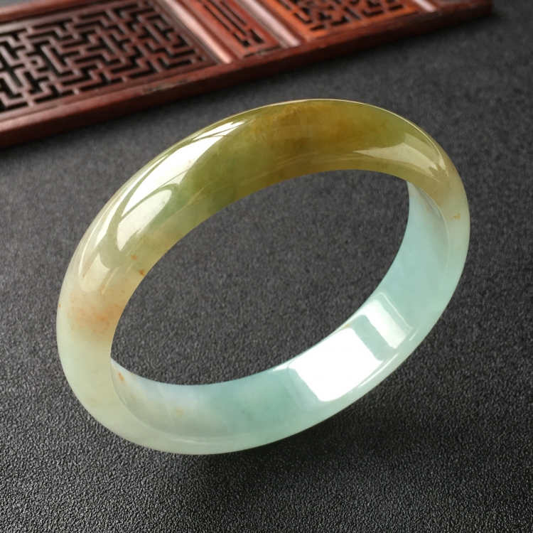 (超值推荐)糯冰种晴水褐黄翡手镯(60.5mm)