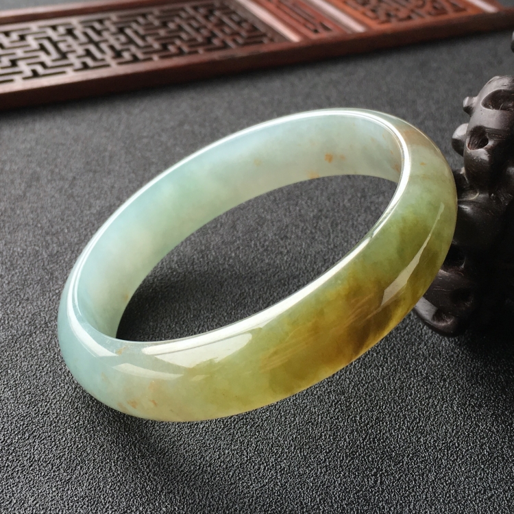 (超值推荐)糯冰种晴水褐黄翡手镯(60.5mm)