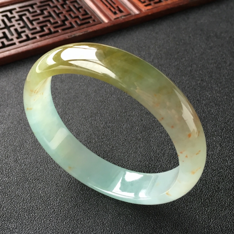 (超值推荐)糯冰种晴水褐黄翡手镯(60.5mm)