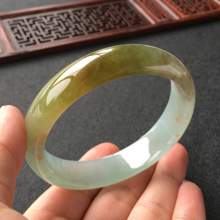 (超值推荐)糯冰种晴水褐黄翡手镯(60.5mm)