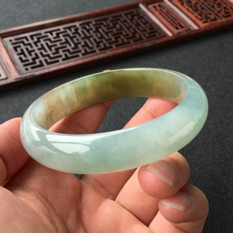 (超值推荐)糯冰种晴水褐黄翡手镯(60.5mm)