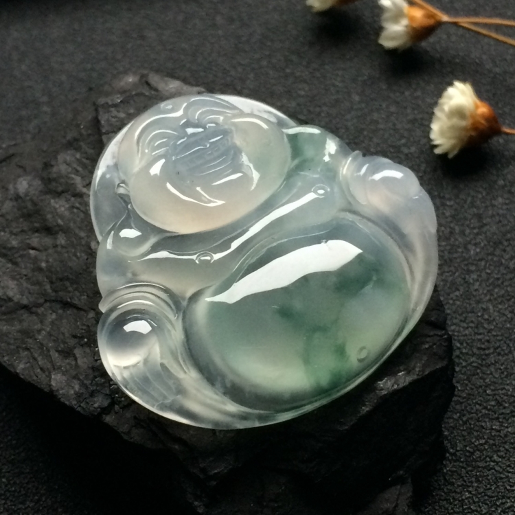 （超值推荐）冰种飘花玉佛挂件