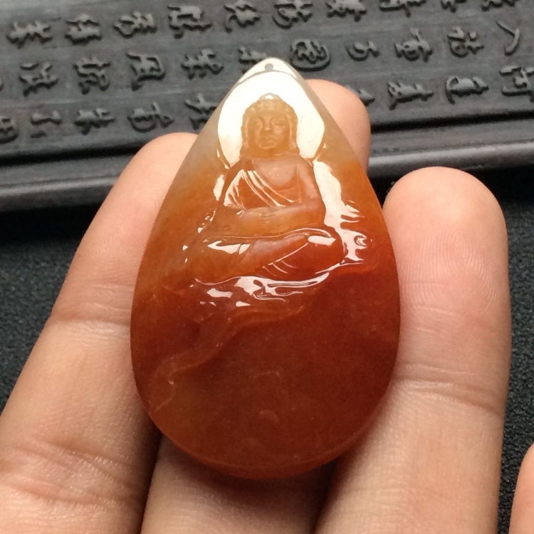 （超值推荐）糯冰种红黄翡宝宝佛挂件
