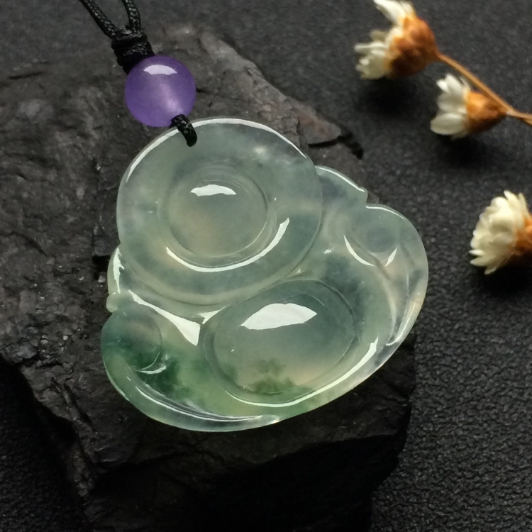 （超值推荐）冰种飘花玉佛挂件