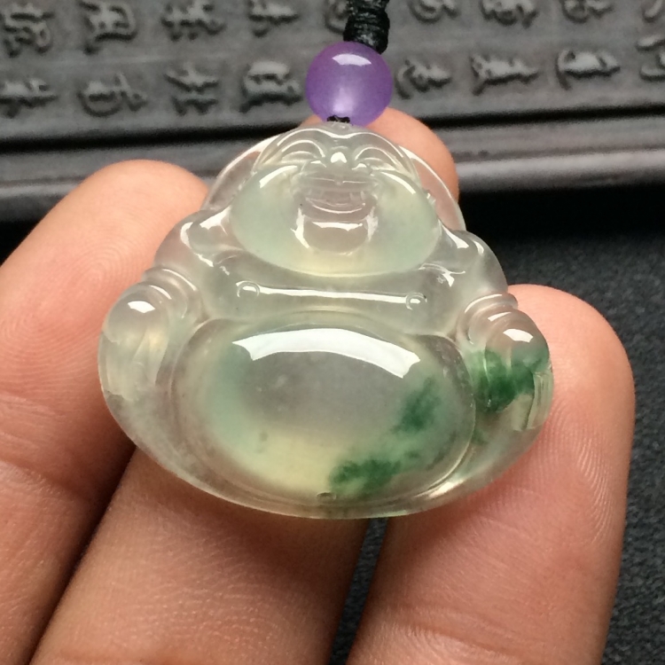 （超值推荐）冰种飘花玉佛挂件