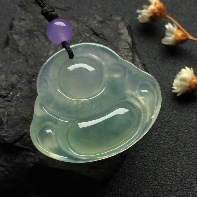 （超值推荐）冰种略飘花玉佛挂件