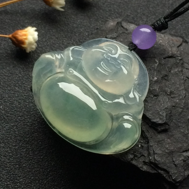 （超值推荐）冰种略飘花玉佛挂件