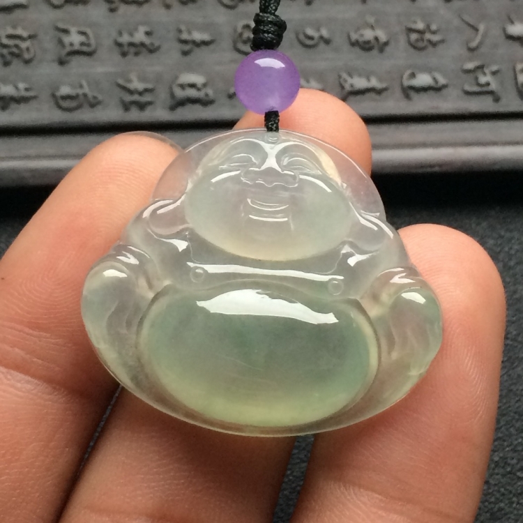 （超值推荐）冰种略飘花玉佛挂件