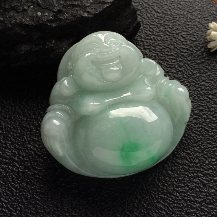 （超值推荐）糯冰种飘翠玉佛挂件