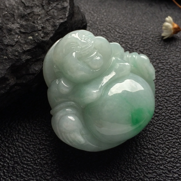 （超值推荐）糯冰种飘翠玉佛挂件