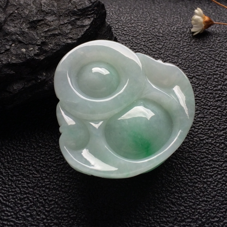 （超值推荐）糯冰种飘翠玉佛挂件