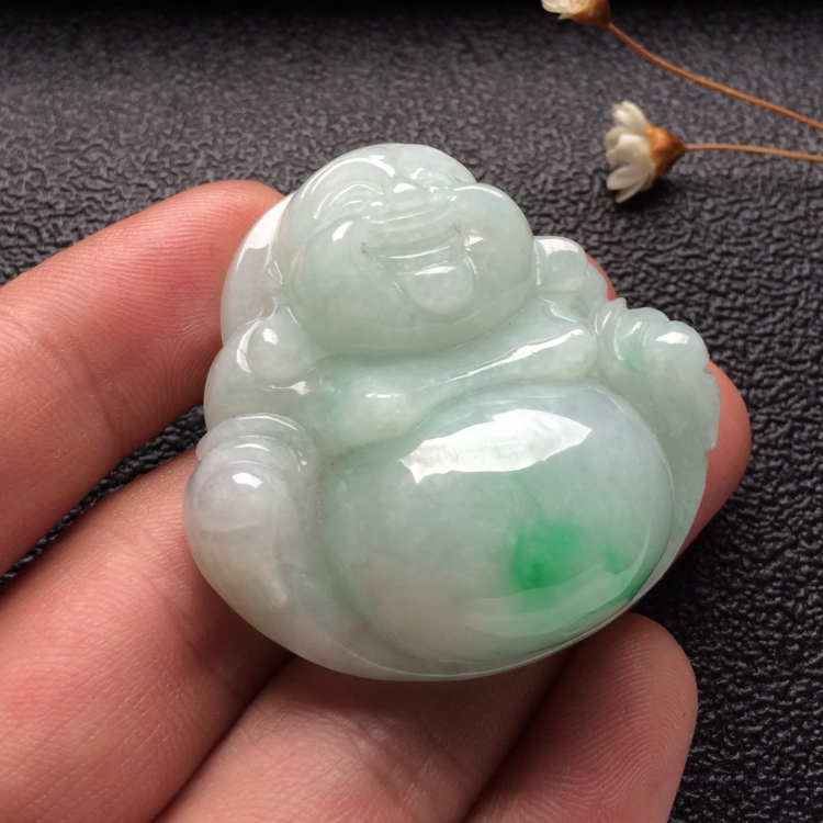 （超值推荐）糯冰种飘翠玉佛挂件