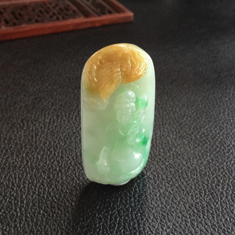 (超值推荐)糯冰种黄加绿凤凰观音挂件