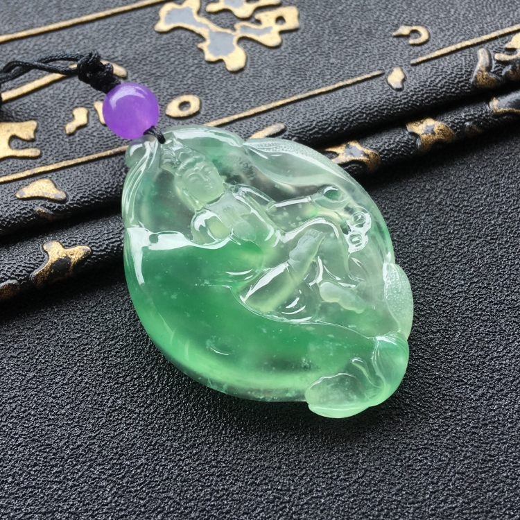 (超值推荐)冰种飘翠自在观音挂件