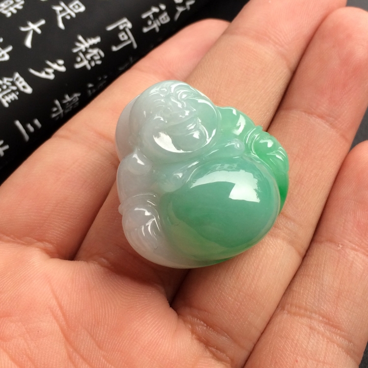 （超值推荐）糯冰种飘翠玉佛挂件