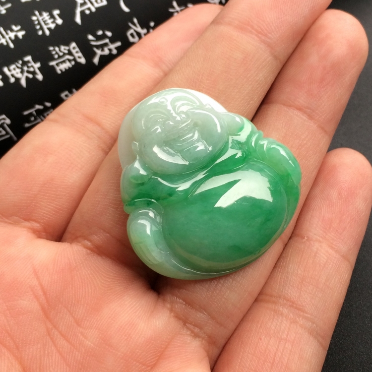 （超值推荐）糯冰种飘翠玉佛挂件