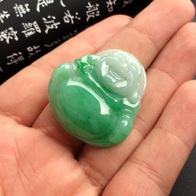 （超值推荐）糯冰种飘翠玉佛挂件