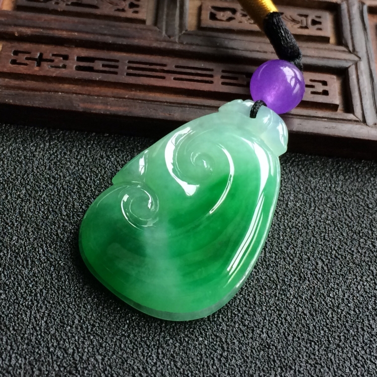 (超值推荐)糯冰种飘翠如意挂件