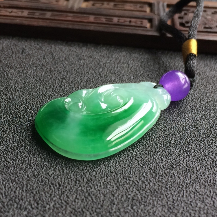 (超值推荐)糯冰种飘翠如意挂件
