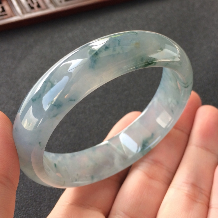 (超值推荐)糯冰种紫罗兰飘花手镯(58.1mm)