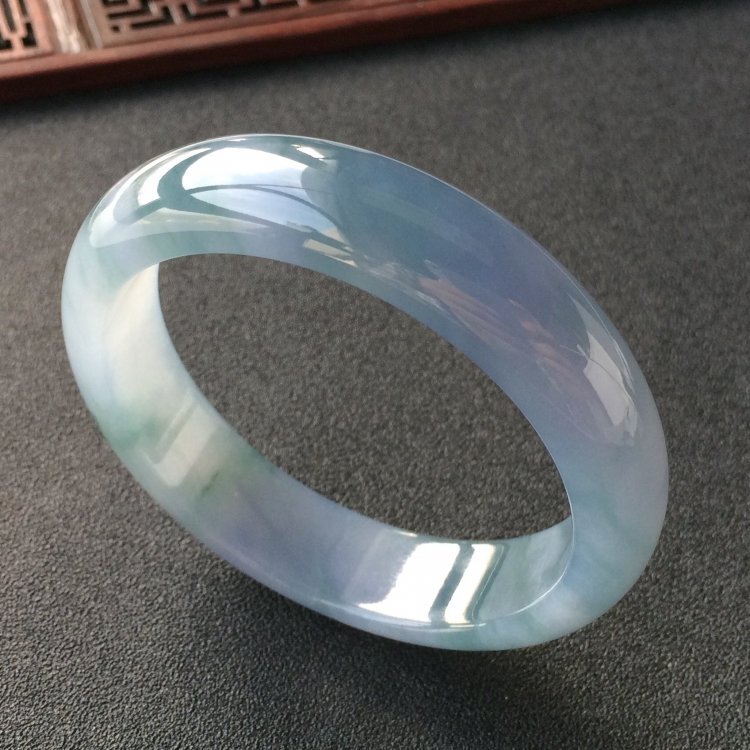 (超值推荐)糯冰种紫罗兰飘花手镯(58.5mm)
