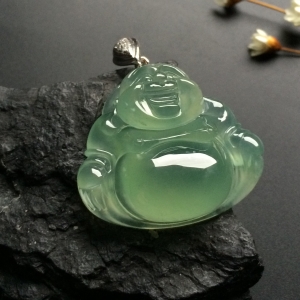 （超值推荐）冰种晴水玉佛挂件（金扣）