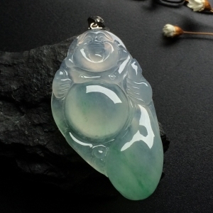 （超值推荐）冰种晴水布袋佛挂件（金扣）