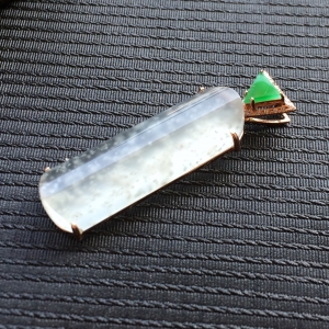 (超值推荐)冰种淡晴水镶玫瑰金钻石平安牌胸坠