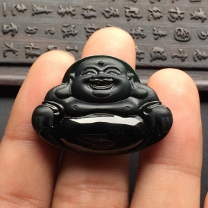 （超值推荐）冰种墨翠玉佛挂件
