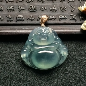 （超值推荐）冰种晴水玉佛挂件（金扣）
