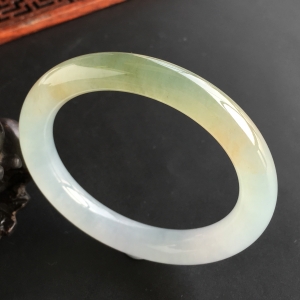 (超值推荐)冰种晴水黄翡圆条手镯(53.8mm)