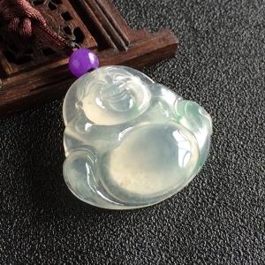 (超值推荐)冰种飘花玉佛挂件