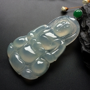 （超值推荐）冰种淡晴水观音挂件（金扣）