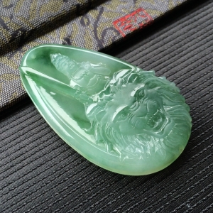 (超值推荐)糯冰种飘花文殊菩萨挂件