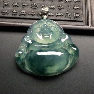 （超值推荐） 冰种飘花玉佛挂件（金扣）