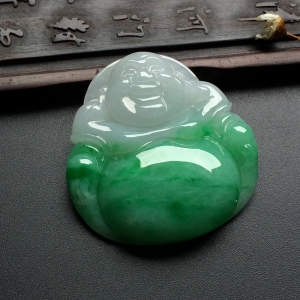 （超值推荐）糯冰种飘翠玉佛挂件
