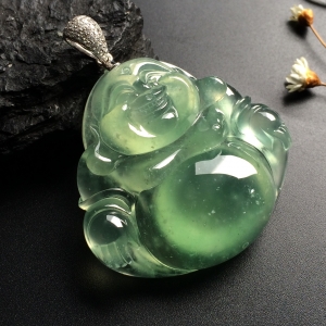 （超值推荐）冰种晴水玉佛挂件（金扣）