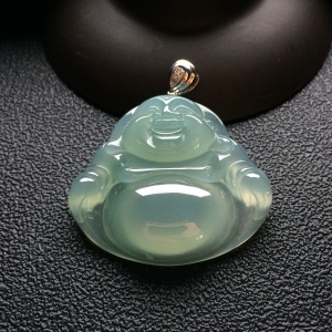 （超值推荐）冰种淡晴水玉佛挂件（金扣）