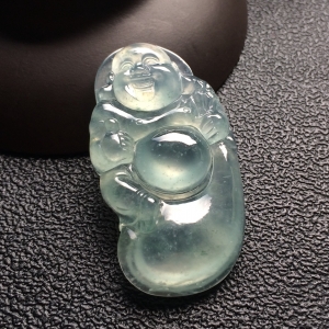 （超值推荐）冰种晴水飘花布袋佛挂件