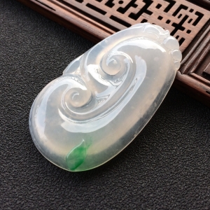 (超值推荐)糯冰种飘翠如意挂件