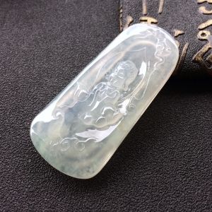 (超值推荐)冰种淡晴水略飘花宝宝佛挂件